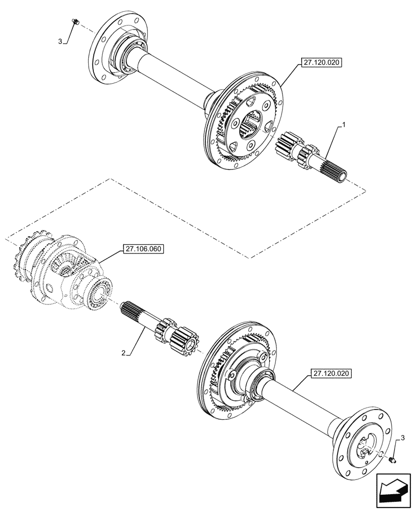 Схема запчастей Case IH FARMALL 110CL - (27.120.030) - VAR - 759008 - REAR AXLE, FINAL DRIVE, DRIVE GEAR SHAFT, (40KM/H), 4WD (27) - REAR AXLE SYSTEM