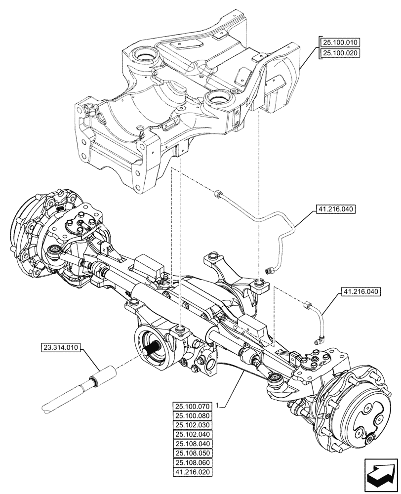 Схема запчастей Case IH FARMALL 90CL - (25.100.060) - VAR - 332328 - 4WD FRONT AXLE, W/ LIMITED SLIP DIFFERENTIAL (RATIO 16) (25) - FRONT AXLE SYSTEM