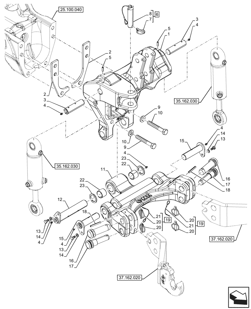 Схема запчастей Case IH FARMALL 100CL - (37.162.040) - VAR - 743522, 759019 - HYDRAULIC LIFT (37) - HITCHES, DRAWBARS & IMPLEMENT COUPLINGS