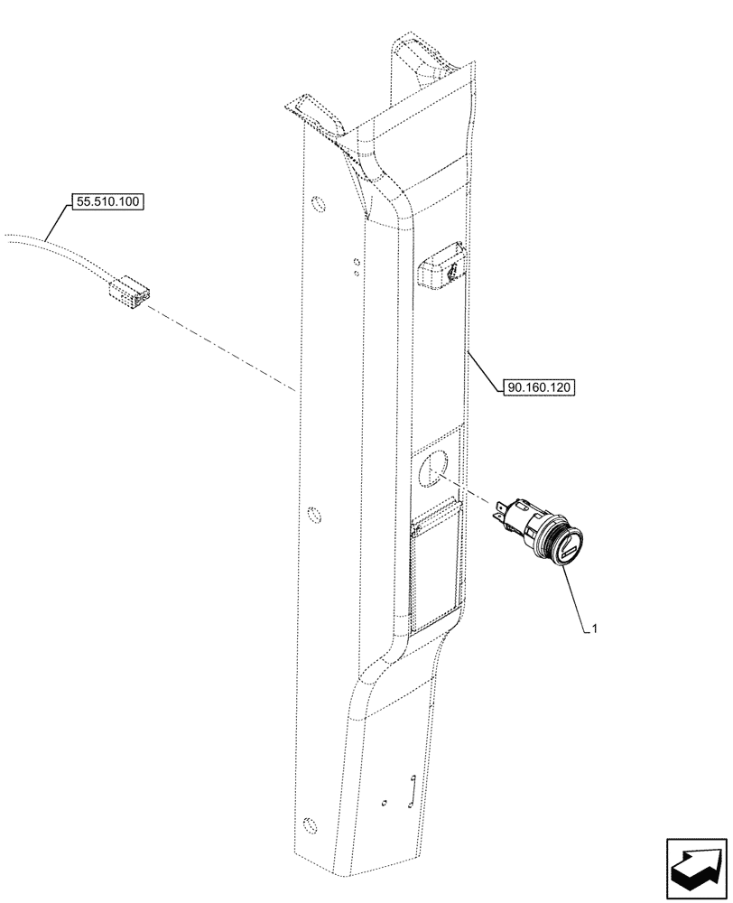 Схема запчастей Case IH FARMALL 100CL - (55.512.040) - CIGARETTE LIGHTER, CAB (55) - ELECTRICAL SYSTEMS