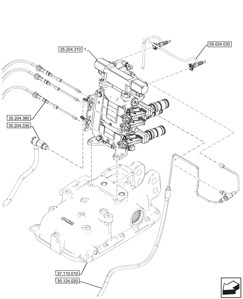 Схема запчастей Case IH FARMALL 80CL - (35.204.300) - VAR - 759023 - 3 REMOTE CONTROL VALVES, MOUNTING (EDC), CAB (35) - HYDRAULIC SYSTEMS