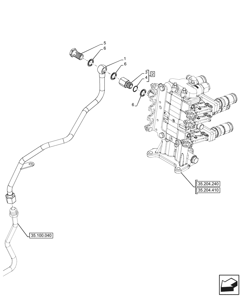 Схема запчастей Case IH FARMALL 80CL - (35.204.330) - VAR - 759023, 759024 - 3 REMOTE CONTROL VALVES, LINES (35) - HYDRAULIC SYSTEMS