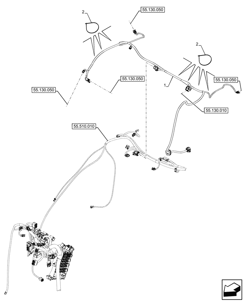 Схема запчастей Case IH FARMALL 80CL - (55.510.160) - MAIN HARNESS, 4WD, ELECTRONIC DRAFT CONTROL (EDC), CAB (55) - ELECTRICAL SYSTEMS