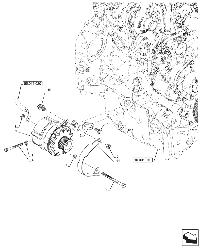 Схема запчастей Case IH FARMALL 80CL - (55.301.010) - VAR - 759324, 759325 - ALTERNATOR (55) - ELECTRICAL SYSTEMS