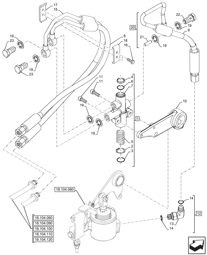 Схема запчастей Case IH FARMALL 80CL - (18.104.070) - VAR - 743522, 759018, 759019 - PTO CLUTCH, CONTROL, VALVE (18) - CLUTCH