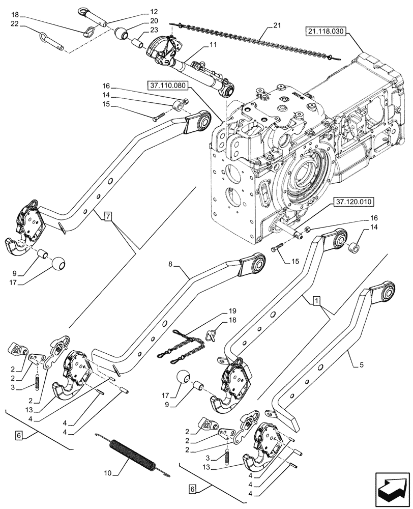 Схема запчастей Case IH FARMALL 80CL - (37.120.140) - VAR - 759387 - REAR, 3 POINT HITCH, TOP LINK, LOWER LINK, W/ QUICK ENDS (37) - HITCHES, DRAWBARS & IMPLEMENT COUPLINGS