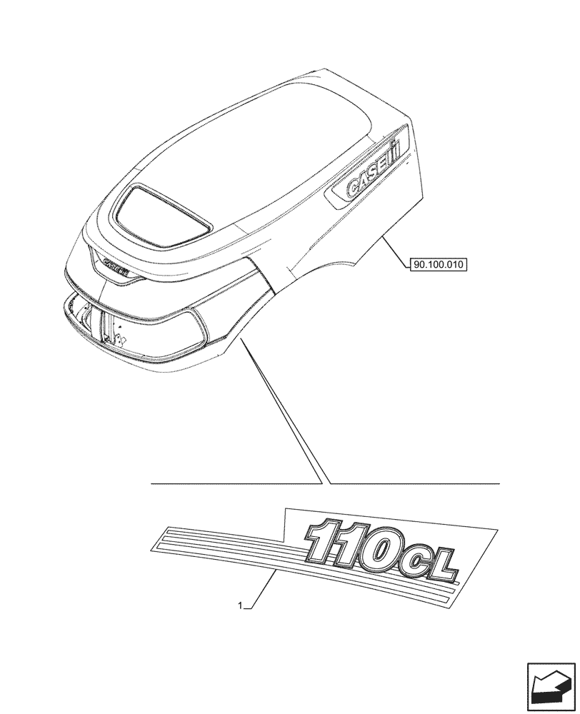 Схема запчастей Case IH FARMALL 110CL - (90.108.750) - MODEL IDENTIFICATION DECAL, 110CL (90) - PLATFORM, CAB, BODYWORK AND DECALS