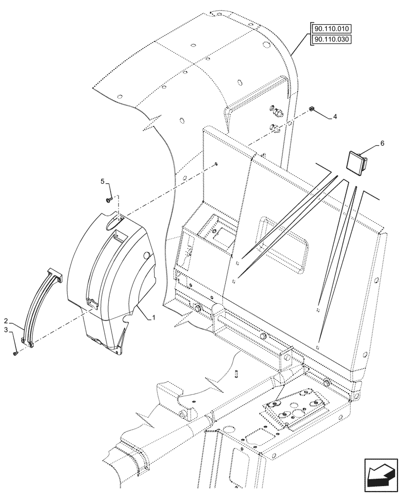 Схема запчастей Case IH FARMALL 90CL - (90.160.380) - VAR - 759022, 759023, 759024 - TRIM, LEVER, COVER, RH, W/O CAB (90) - PLATFORM, CAB, BODYWORK AND DECALS