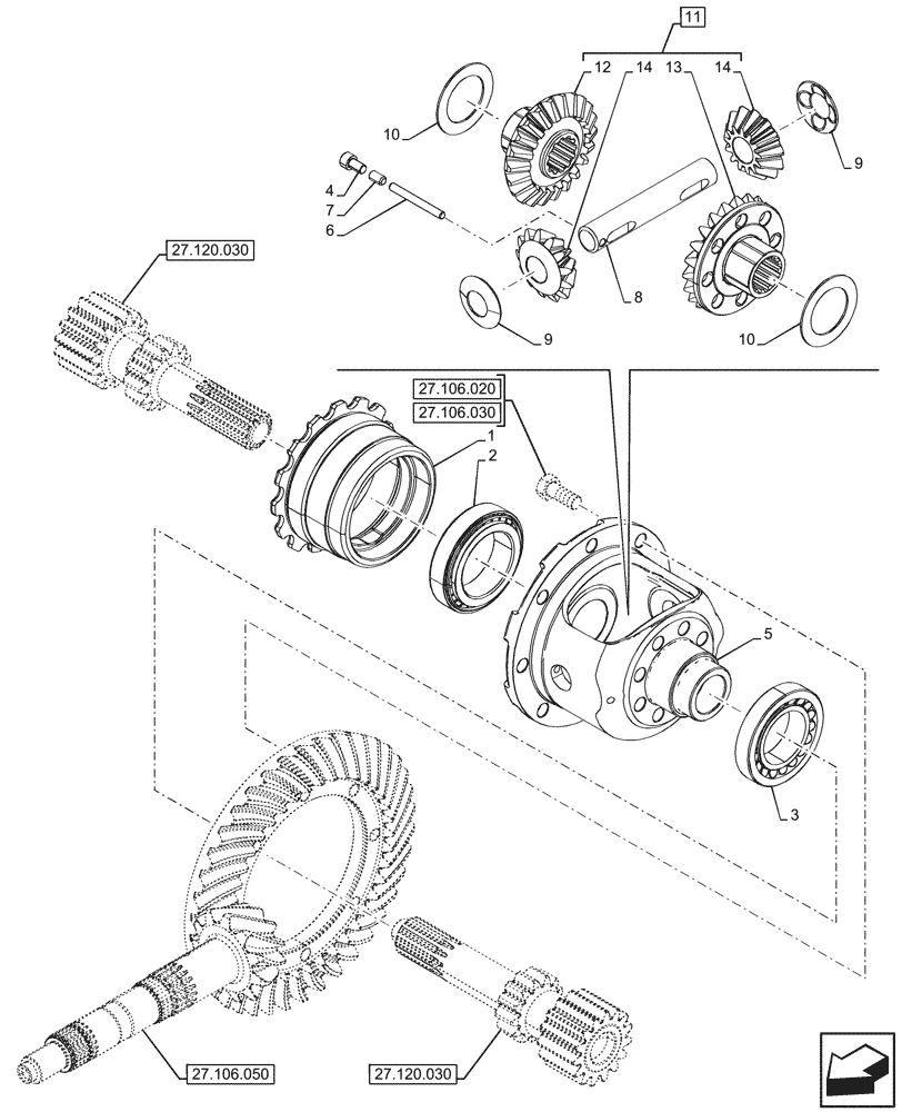 Схема запчастей Case IH FARMALL 80CL - (27.106.060) - VAR - 759008 - REAR AXLE, DIFFERENTIAL, (40KM/H), 4WD (27) - REAR AXLE SYSTEM