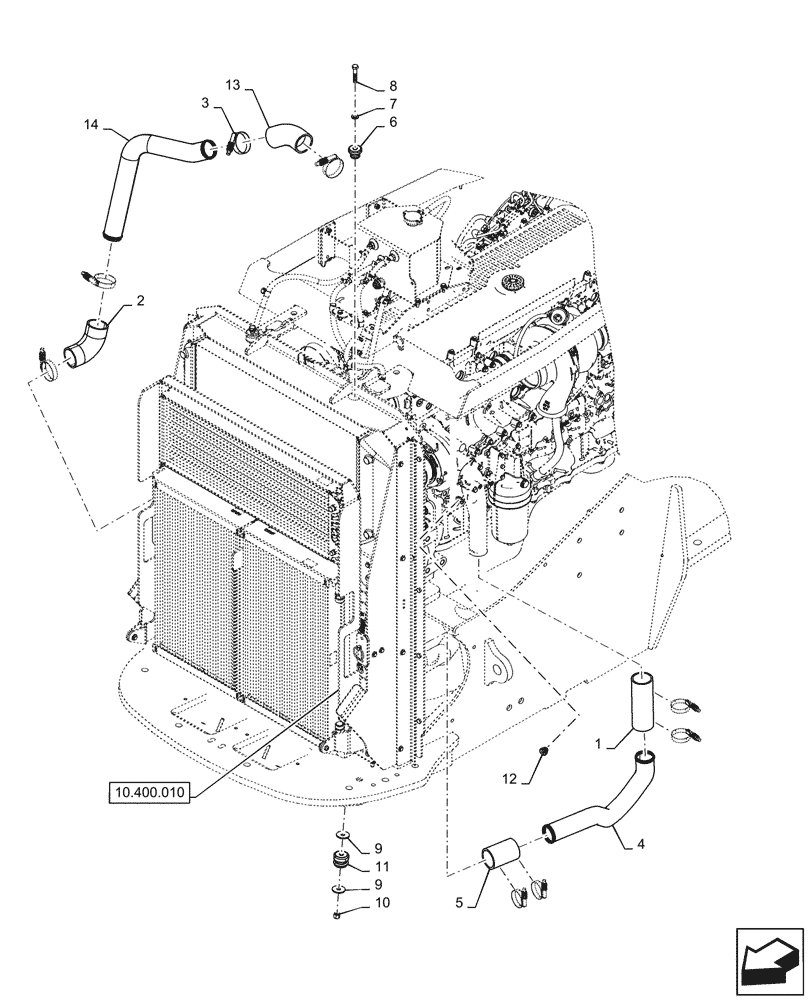 Схема запчастей Case IH QUADTRAC 470 - (10.400.012[02]) - RADIATOR & HOSE (BTW ZEF301259 - ZGF309206) (10) - ENGINE