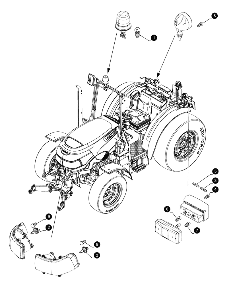 Схема запчастей Case IH FARMALL 80CL - (05.100.044[02]) - MAINTENANCE PARTS - BULBS (05) - SERVICE & MAINTENANCE