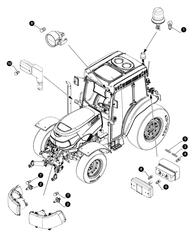 Схема запчастей Case IH FARMALL 100CL - (05.100.044[01]) - MAINTENANCE PARTS - BULBS (05) - SERVICE & MAINTENANCE