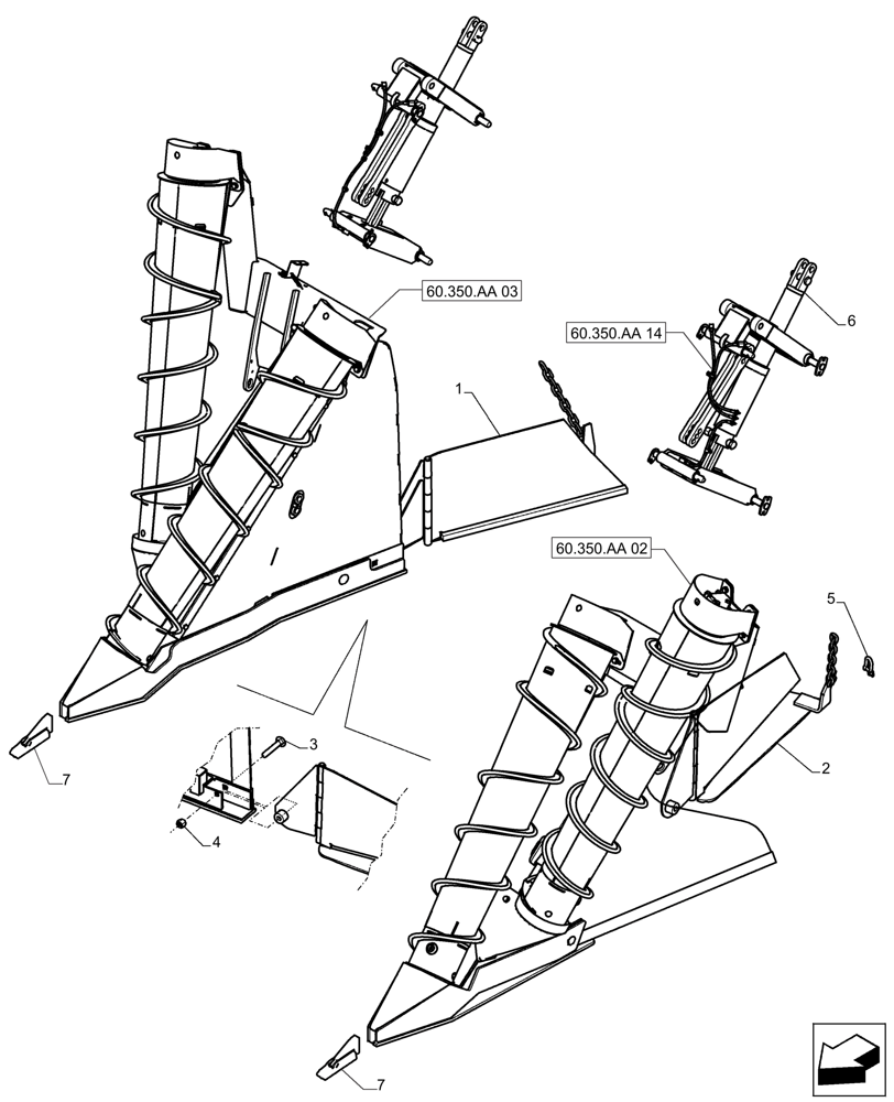 Схема запчастей Case IH A8800 - (60.350.AA[13]) - CROPDIVIDERS 45° - MY-16 (60) - PRODUCT FEEDING