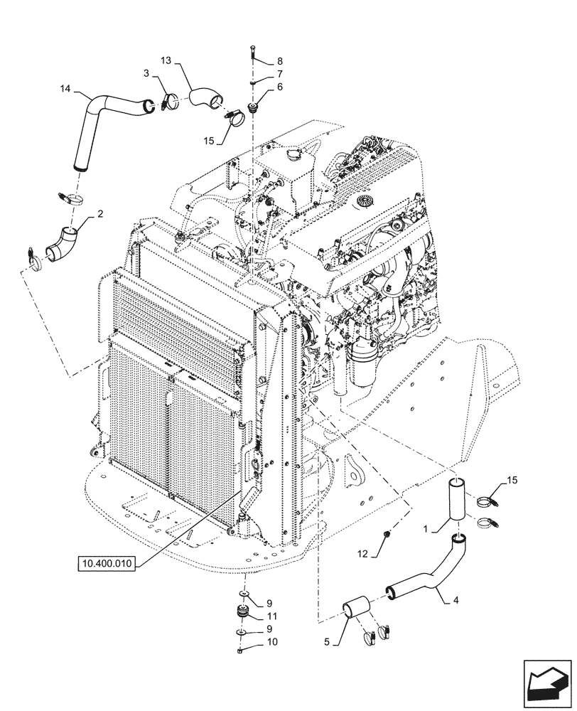 Схема запчастей Case IH QUADTRAC 470 - (10.400.012[03]) - RADIATOR & HOSE (ASN ZGF309207) (10) - ENGINE