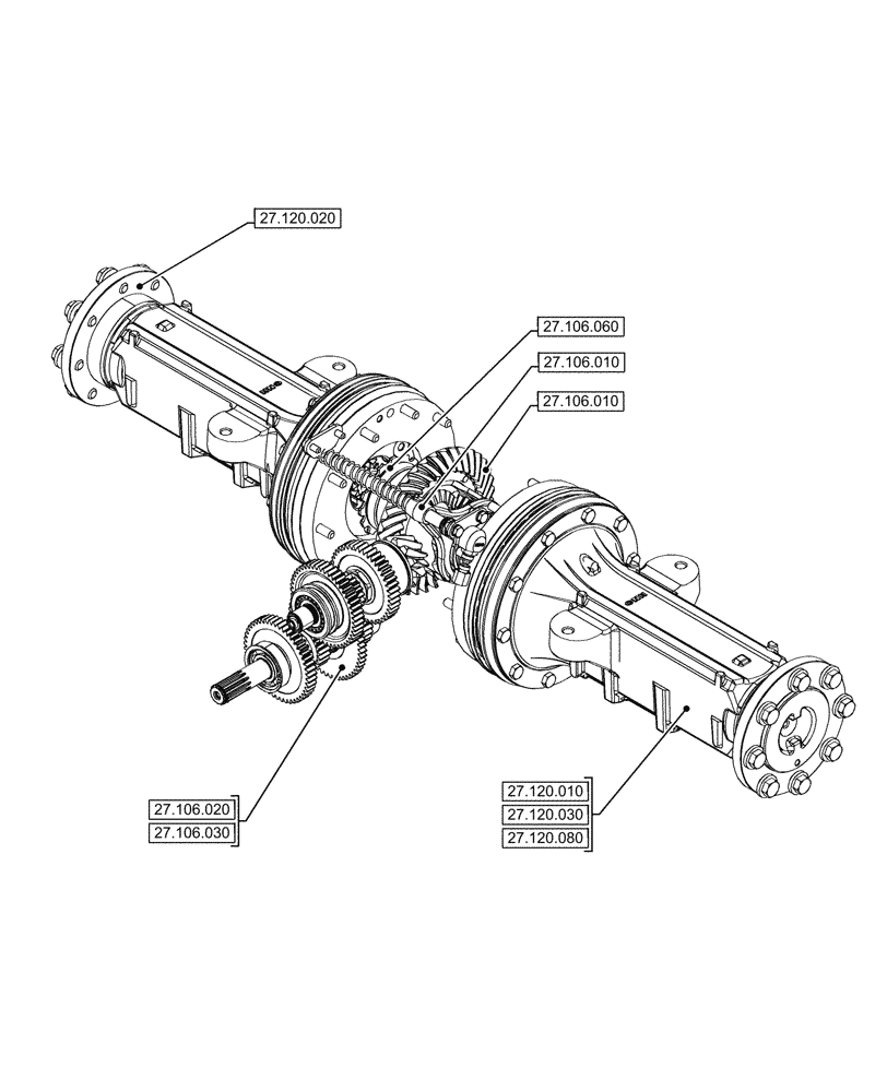 Схема запчастей Case IH FARMALL 80CL - (27.000.00) - SECTION INDEX - REAR AXLE SYSTEM (27) - REAR AXLE SYSTEM