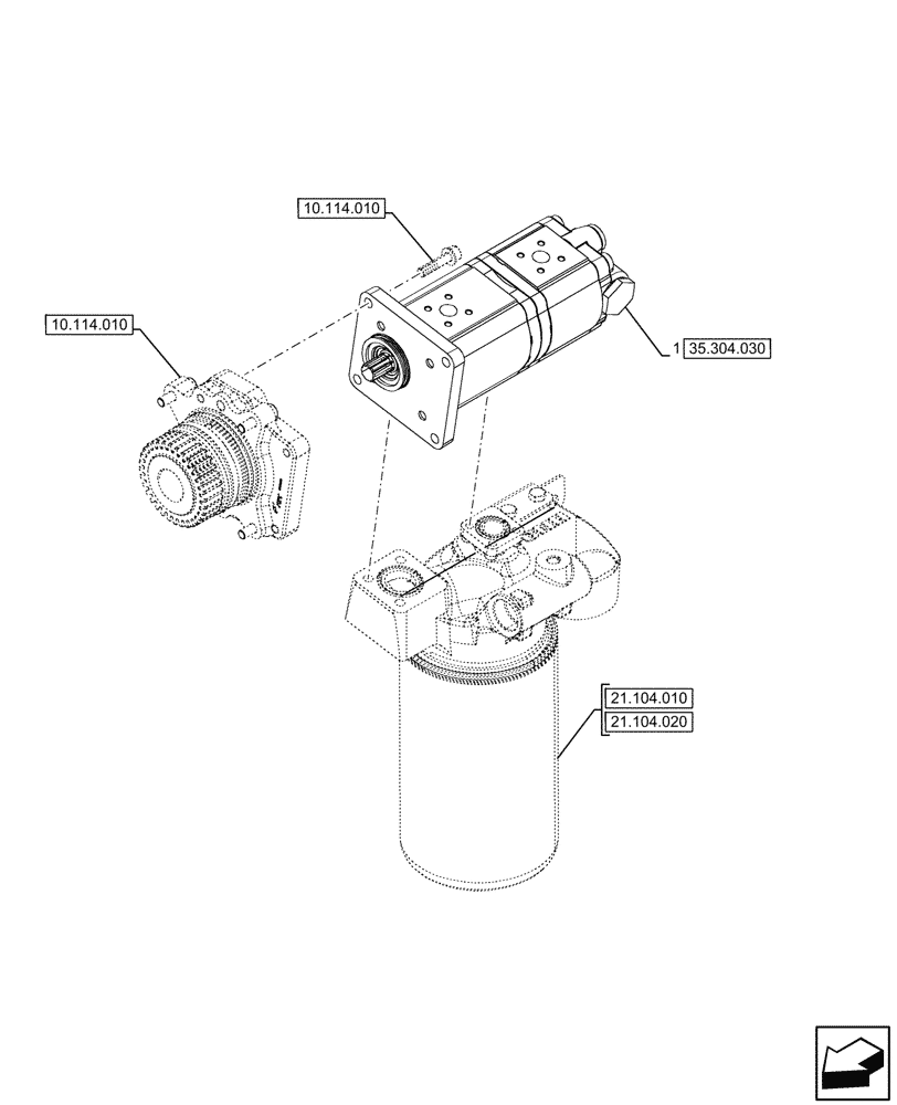 Схема запчастей Case IH FARMALL 100CL - (35.304.010) - VAR - 743524 - HYDRAULIC PUMP, 60L/MIN (35) - HYDRAULIC SYSTEMS