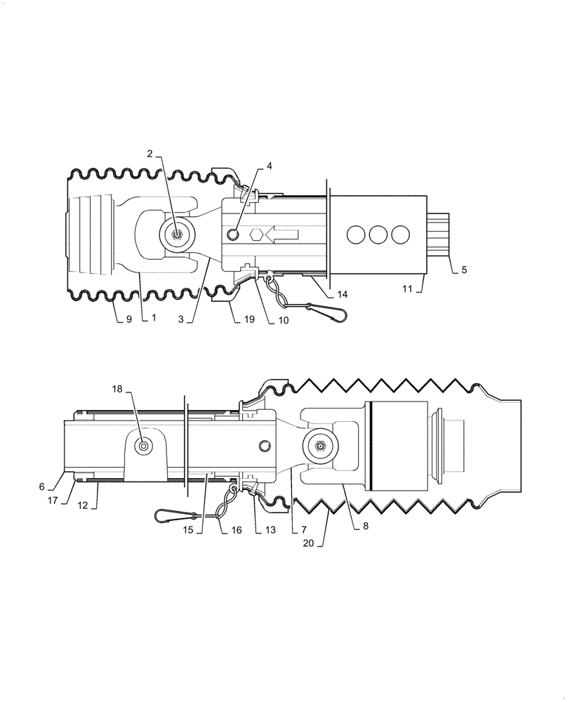 Схема запчастей Case IH 3416-30 - (20.03.03[03]) - SHAFT PTO HALF 1 3/8 21 T YOKE 16R30-18R20 (58) - ATTACHMENTS/HEADERS