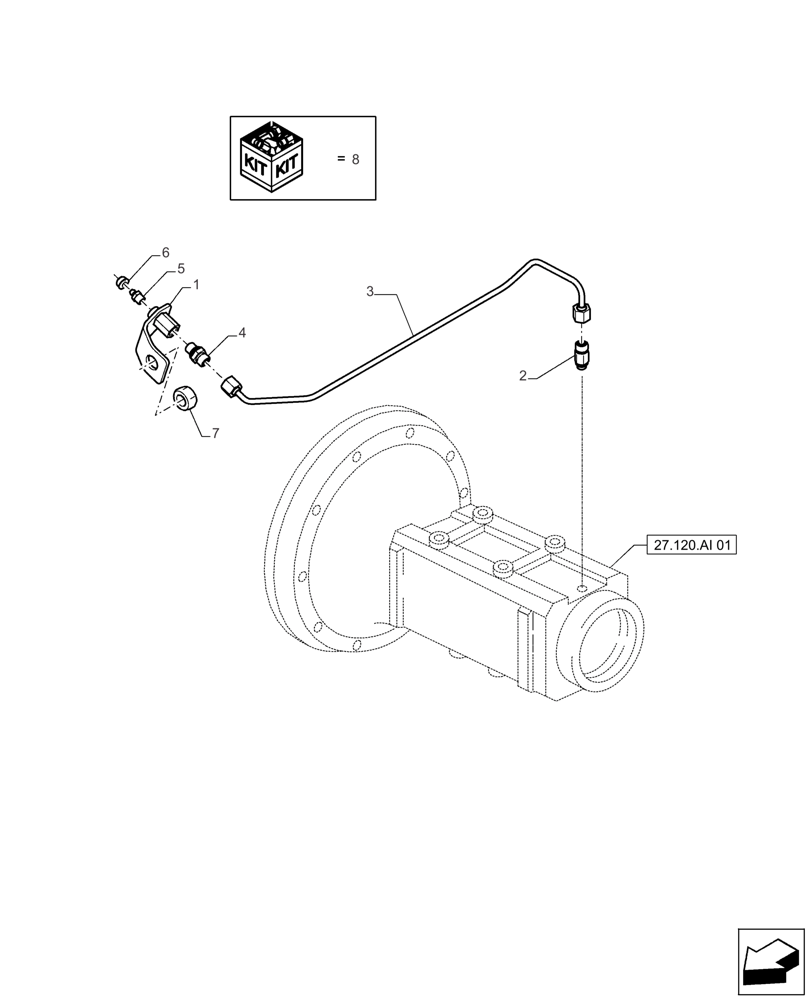 Схема запчастей Case IH PUMA 200 - (27.120.AI[02]) - REAR AXLE, FINAL DRIVE, GREASE, TUBE (27) - REAR AXLE SYSTEM