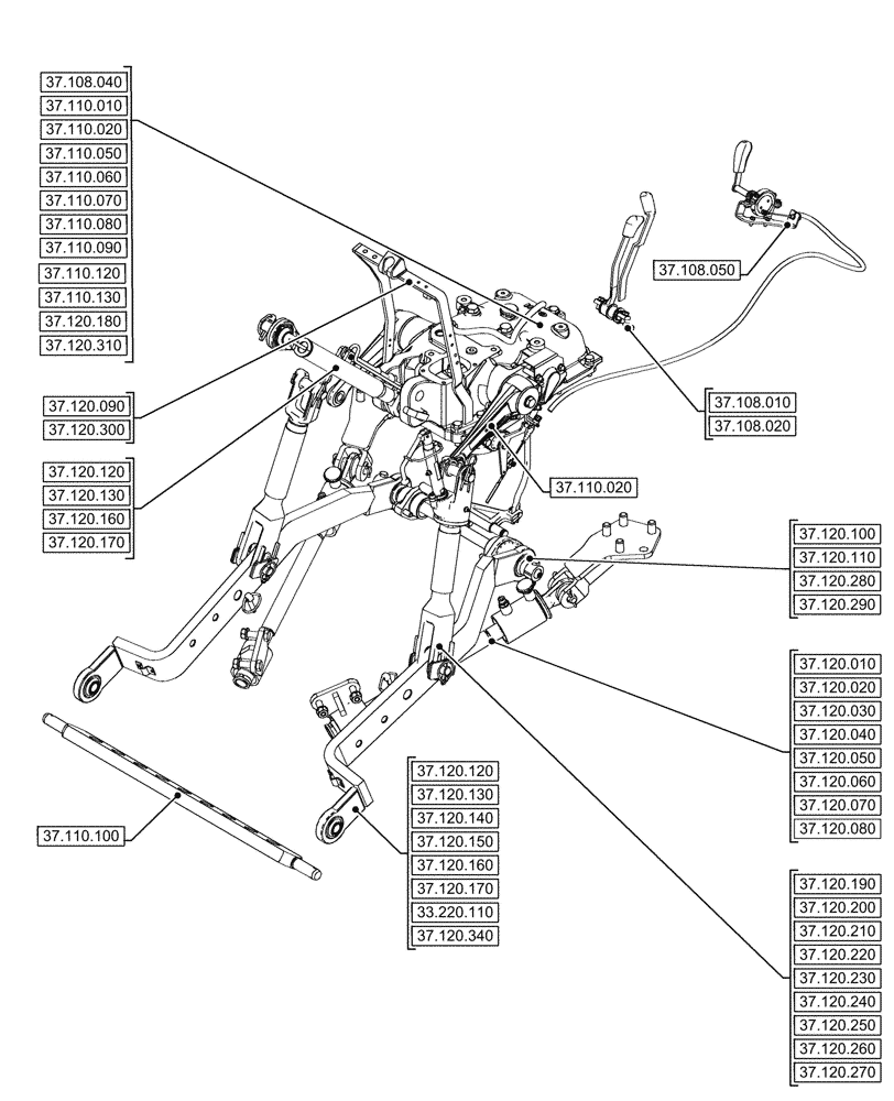 Схема запчастей Case IH FARMALL 90CL - (37.000.00[01]) - SECTION INDEX - HITCHES, DRAWBARS AND IMPLEMENT COUPLINGS (37) - HITCHES, DRAWBARS & IMPLEMENT COUPLINGS