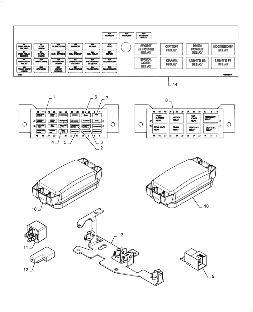 Схема запчастей Case IH SR175 - (55.100.DO[01]) - FUSE & RELAY, MECHANICAL CONTROLS (14-NOV-2016 & NEWER) (55) - ELECTRICAL SYSTEMS