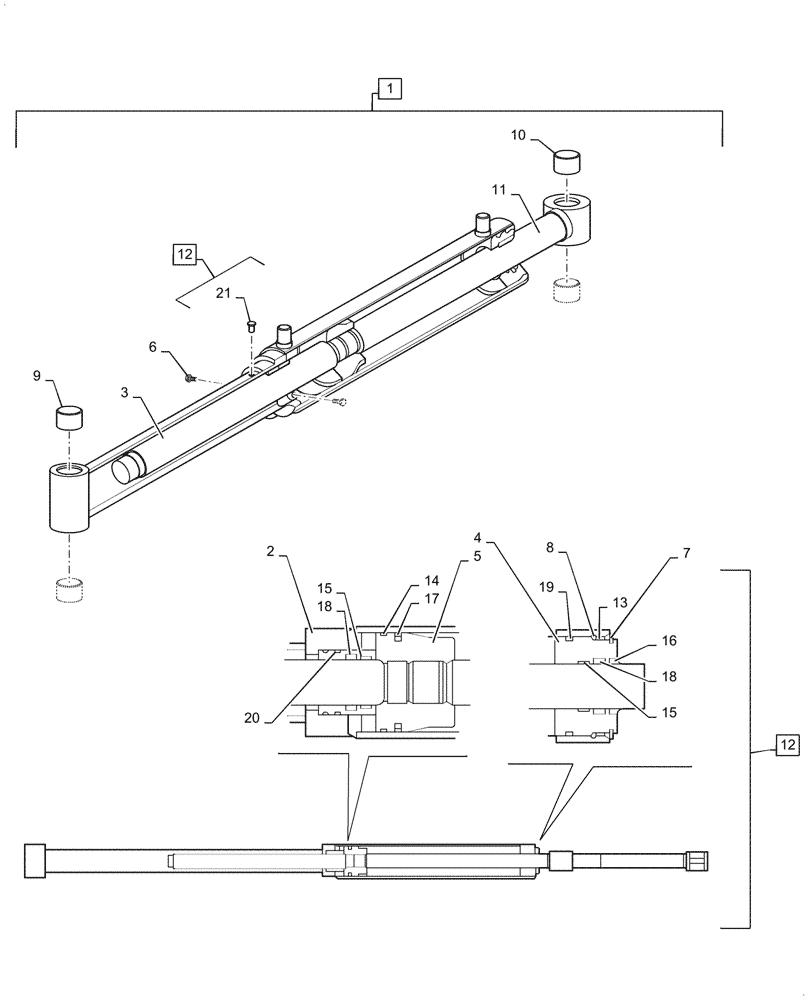 Схема запчастей Case IH LX750 - (35.723.060) - BUCKET LIFT CYLINDER - MSL (35) - HYDRAULIC SYSTEMS