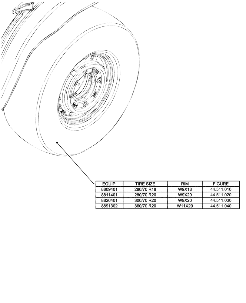 Схема запчастей Case IH FARMALL 90CL - (44.000.00[01]) - SECTION INDEX - WHEELS (44) - WHEELS
