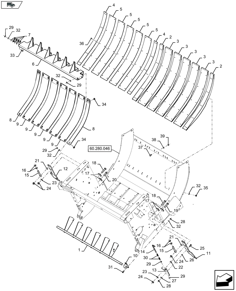 Схема запчастей Case IH LB324R - (60.280.056) - FEED CHAMBER, PLATES - D175 (60) - PRODUCT FEEDING