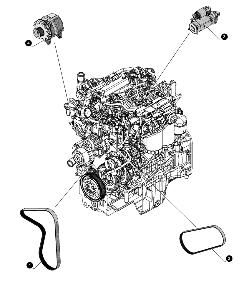 Схема запчастей Case IH FARMALL 90CL - (05.100.042) - MAINTENANCE PARTS - STARTER MOTOR, ALTERNATOR, BELTS (05) - SERVICE & MAINTENANCE