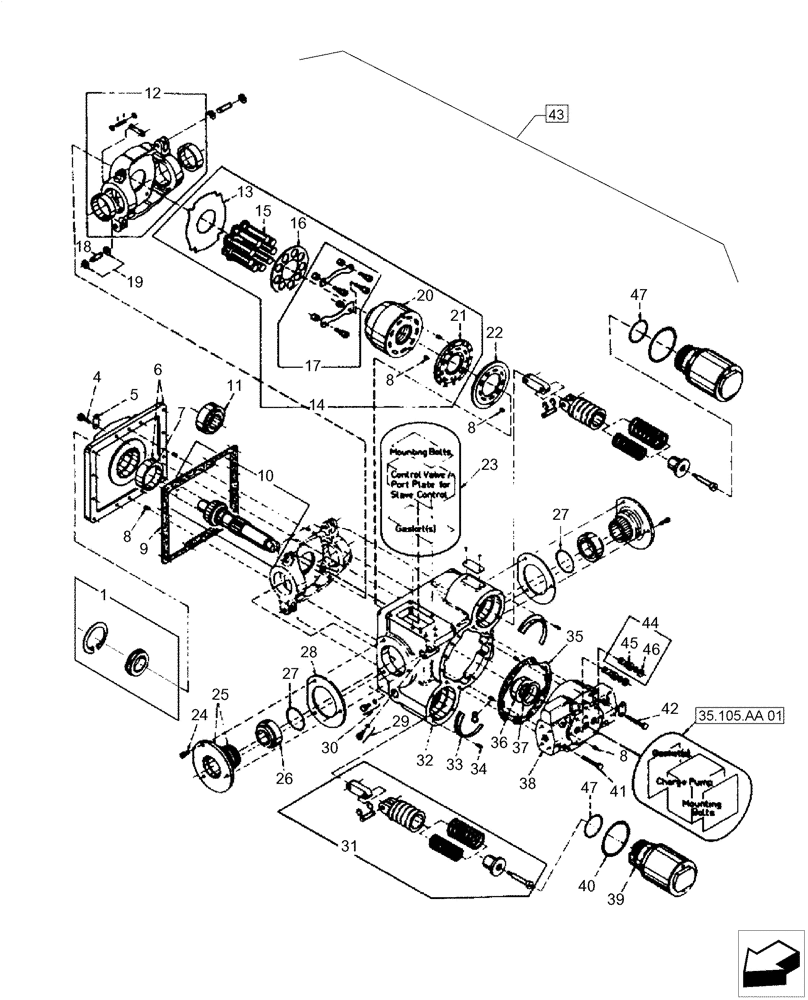 Схема запчастей Case IH A8800 - (29.100.AC) - HYDRAULIC PUMP (TRANSMISSION) (29) - HYDROSTATIC DRIVE