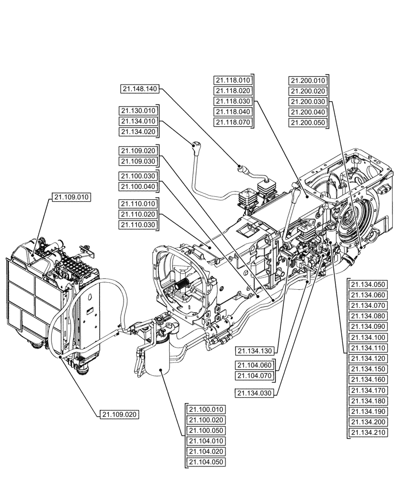 Схема запчастей Case IH FARMALL 80CL - (21.000.00[01]) - SECTION INDEX - TRANSMISSION (21) - TRANSMISSION