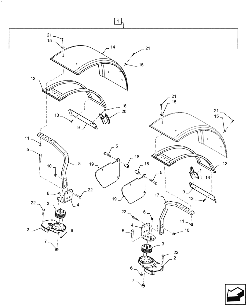 Схема запчастей Case IH MAGNUM 340 - (88.100.90[18]) - FRONT FENDERS & FENDER MOUNTING PARTS - NARROW, CLASS 5 WIDE AXLE (88) - ACCESSORIES