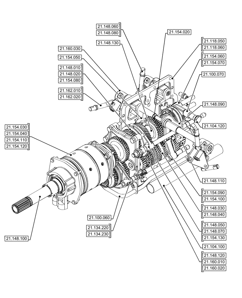 Схема запчастей Case IH FARMALL 80CL - (21.000.00[02]) - SECTION INDEX - TRANSMISSION (21) - TRANSMISSION