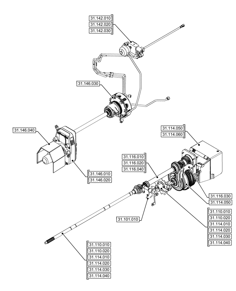 Схема запчастей Case IH FARMALL 90CL - (31.000.00) - SECTION INDEX - IMPLEMENT POWER TAKE OFF (31) - IMPLEMENT POWER TAKE OFF