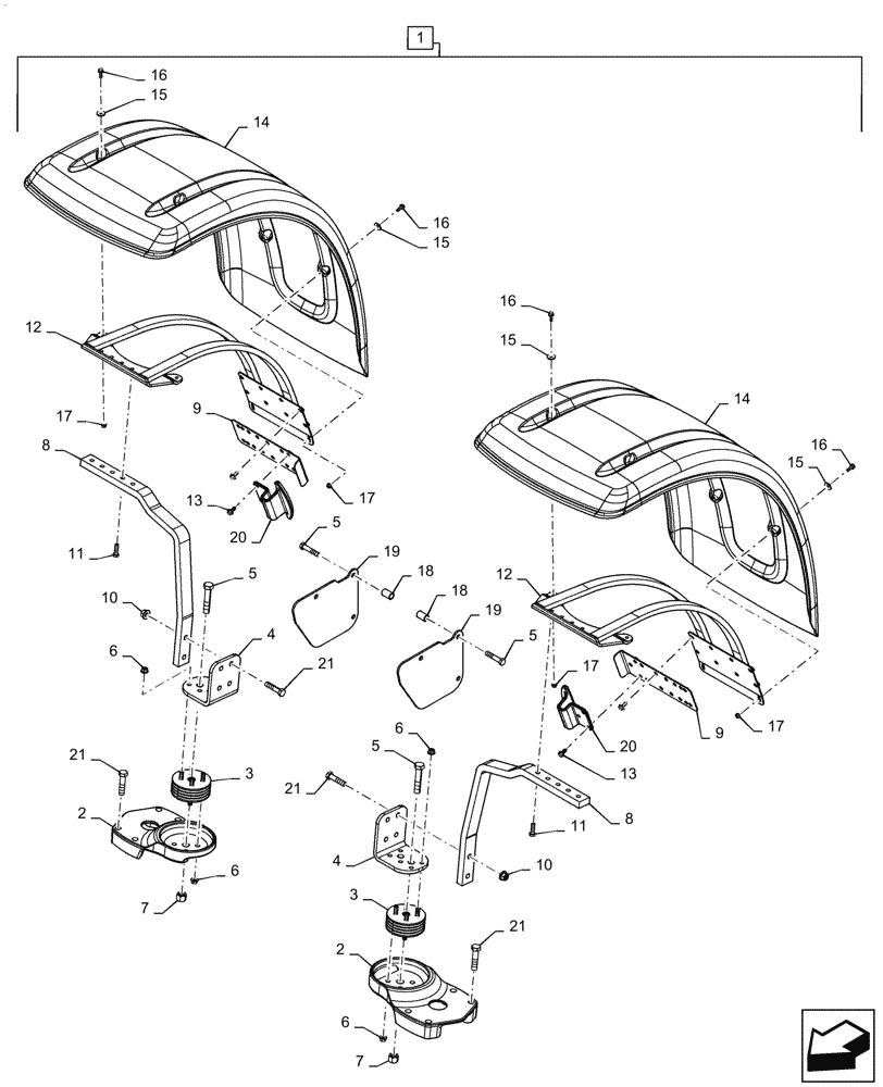 Схема запчастей Case IH MAGNUM 3154 - (88.100.90[19]) - FRONT FENDERS & FENDER MOUNTING PARTS - WIDE, CLASS 5 WIDE AXLE (88) - ACCESSORIES