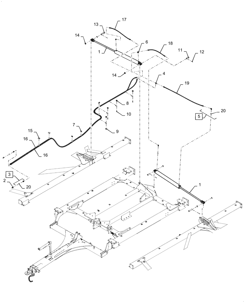 Схема запчастей Case IH TRUE-TANDEM 345 - (35.106.AA[02]) - HYDRAULIC WING FOLD, 4" CYLINDERS (35) - HYDRAULIC SYSTEMS