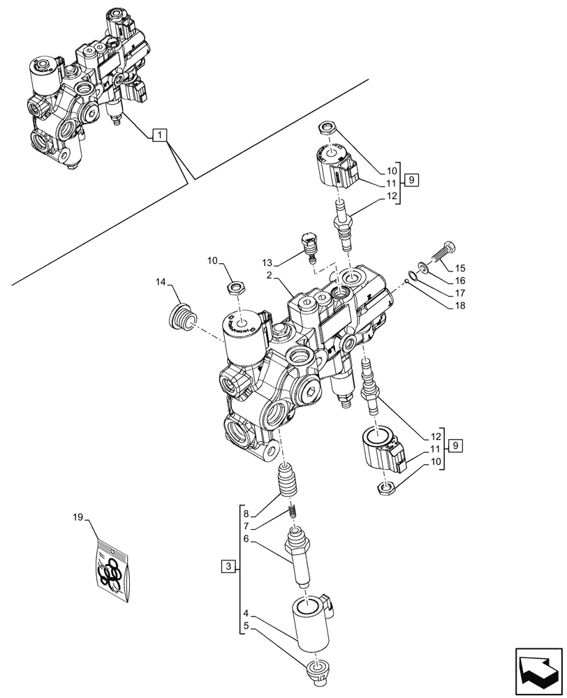 Схема запчастей Case IH MAXXUM 135 - (25.122.AL[04]) - VAR - 758422, 758423, 758427, 758428 - FRONT AXLE, SUSPENDED, CONTROL VALVE (25) - FRONT AXLE SYSTEM