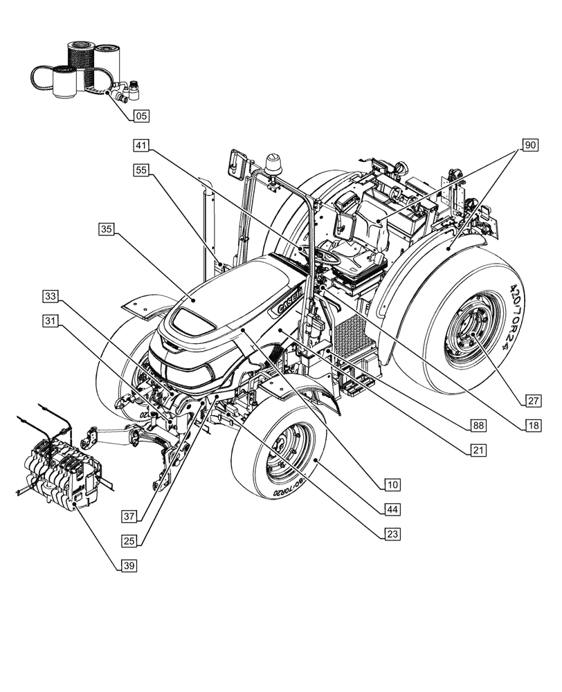 Схема запчастей Case IH FARMALL 80CL - (00.000.00[02]) - PICTORIAL INDEX - MAIN SECTIONS (00) - GENERAL & PICTORIAL INDEX