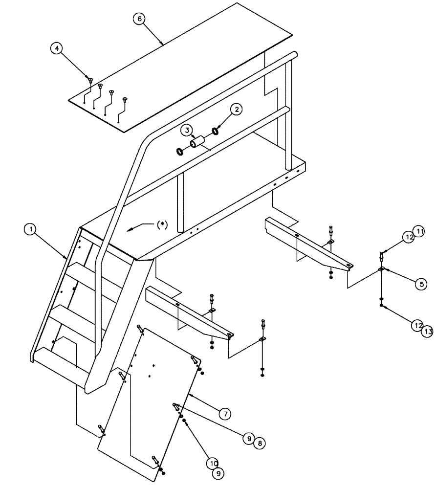 Схема запчастей Case IH FLX3300B - (04-008) - WALKWAY ASSEMBLY Frame & Suspension