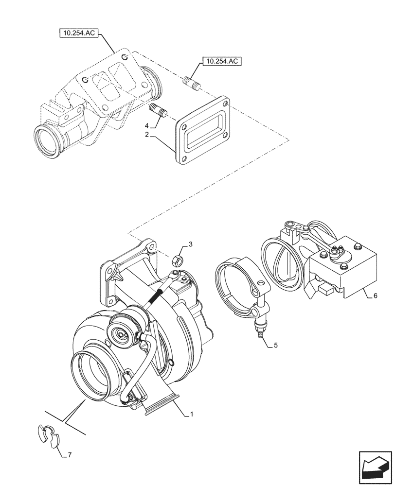 Схема запчастей Case IH F3HFE613G B001 - (10.250.AC) - TURBOCHARGER (10) - ENGINE