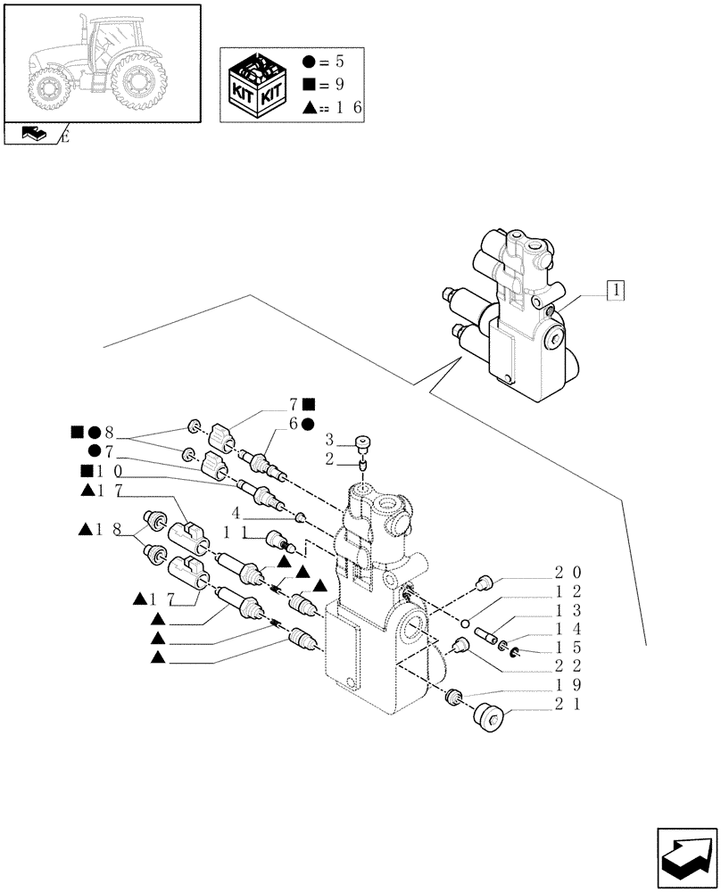 Схема запчастей Case IH PUMA 155 - (1.21.2/ A) - HYDRAULIC VALVE - BREAKDOWN (VAR.330414-330427-330429-330430) (03) - TRANSMISSION