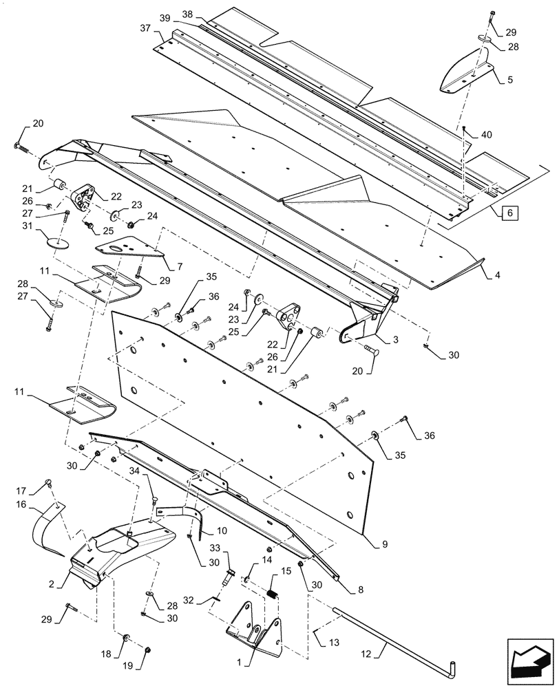 Схема запчастей Case IH 9240 - (73.335.AB[04]) - VAR - 425488 - PAN, CHAFF SPREADER, HORIZONTAL (73) - RESIDUE HANDLING