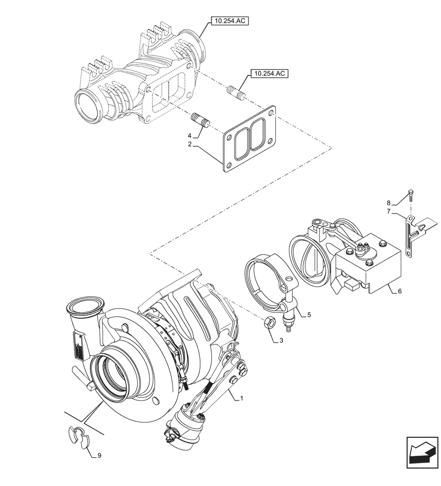 Схема запчастей Case IH F3HFE613F B007 - (10.250.AC) - TURBOCHARGER (10) - ENGINE