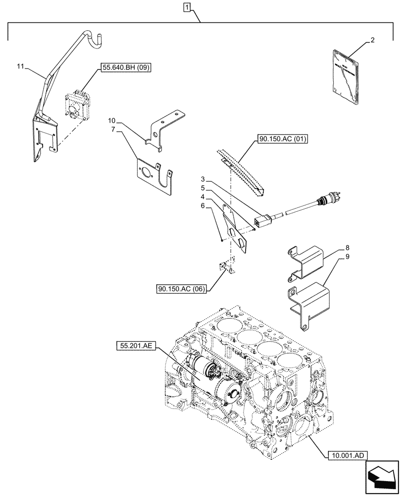 Схема запчастей Case IH PUMA 165 CVT - (88.100.55[11]) - DIA KIT, COLD START SYSTEM, BLOCK HEATER (240V) (88) - ACCESSORIES