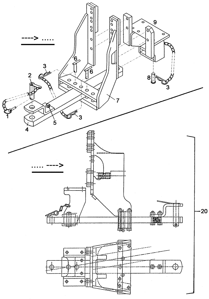 Схема запчастей Case IH C55 - (09C-18[01]) - DRAWBAR STORAGE (09) - CHASSIS/ATTACHMENTS
