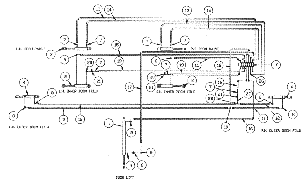 Схема запчастей Case IH PATRIOT XL - (06-002) - HYDRAULIC PLUMBING - BOOMS (60 & 75) Hydraulic Plumbing