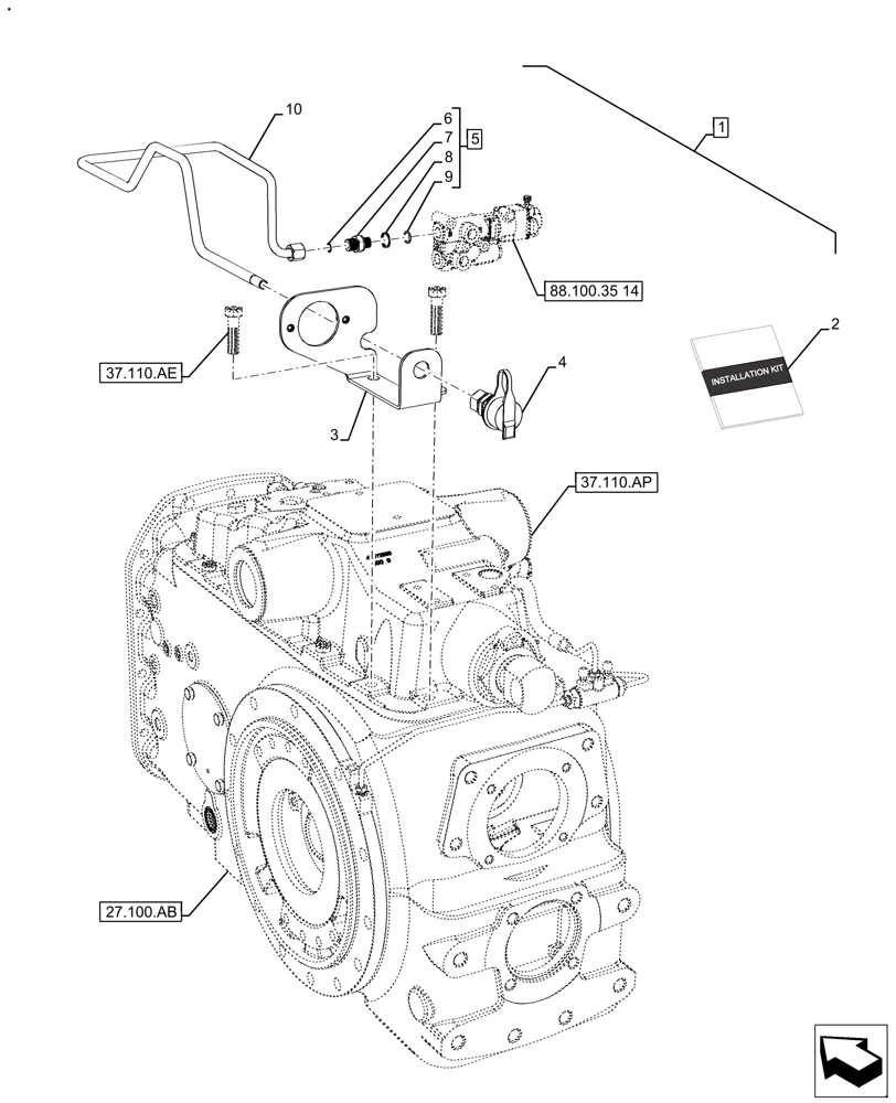 Схема запчастей Case IH FARMALL 110A - (88.100.35[13]) - VAR - 720370 - DIA KIT, TRAILER BRAKE (88) - ACCESSORIES