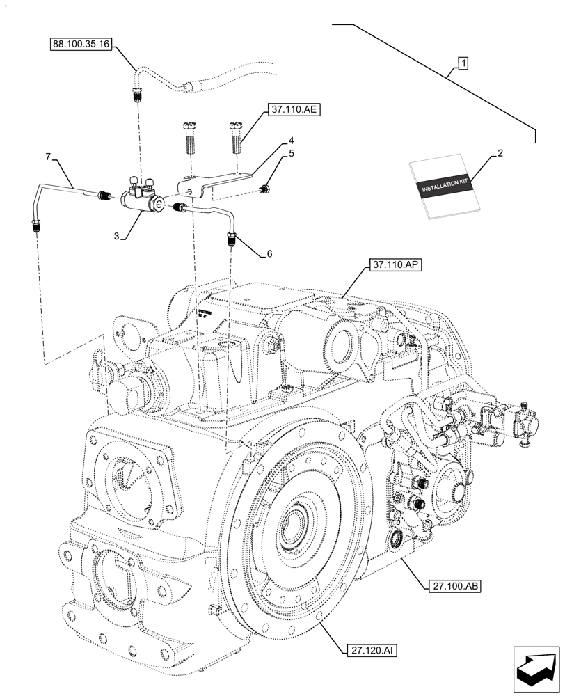 Схема запчастей Case IH FARMALL 110A - (88.100.35[12]) - VAR - 720370 - DIA KIT, TRAILER BRAKE (88) - ACCESSORIES