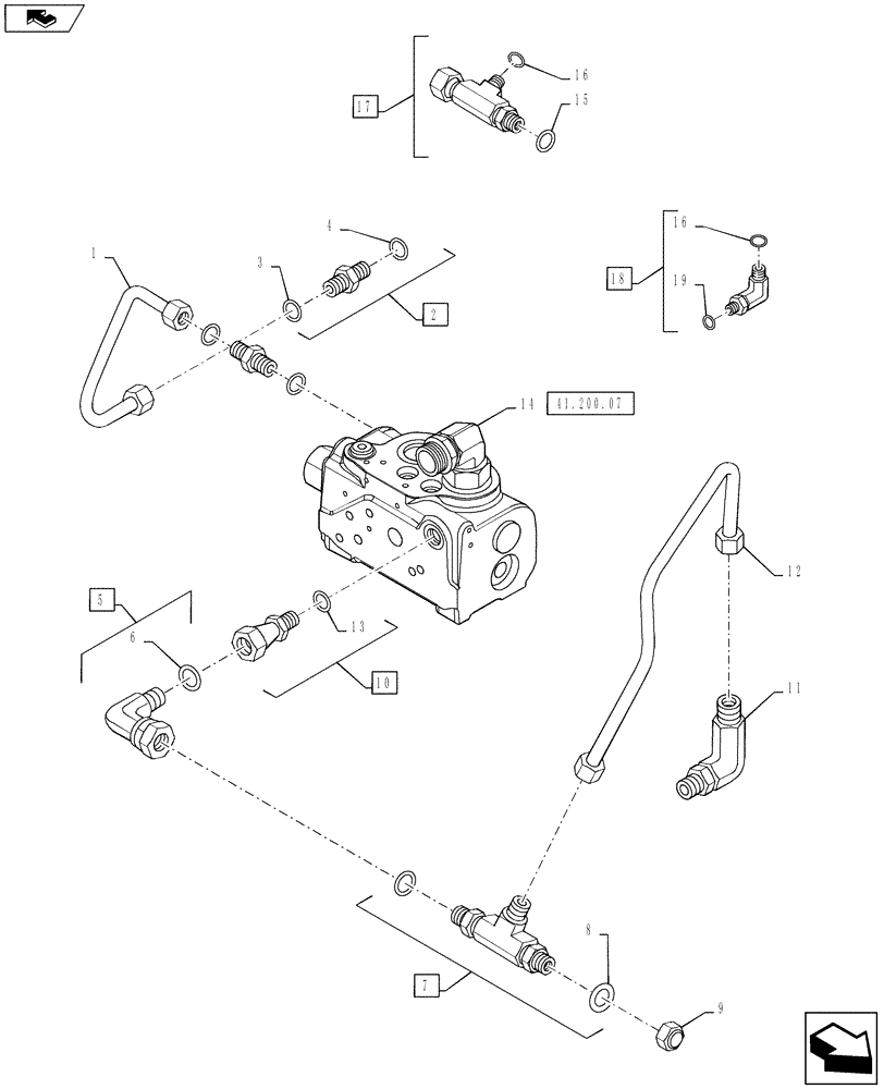 Схема запчастей Case IH MAGNUM 180 - (35.100.01) - HYDRAULIC PUMP - PRIORITY VALVE PLUMBING (35) - HYDRAULIC SYSTEMS