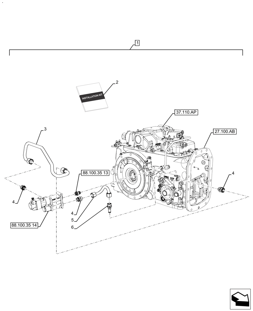 Схема запчастей Case IH FARMALL 110A - (88.100.35[15]) - VAR - 720370 - DIA KIT, TRAILER BRAKE (88) - ACCESSORIES