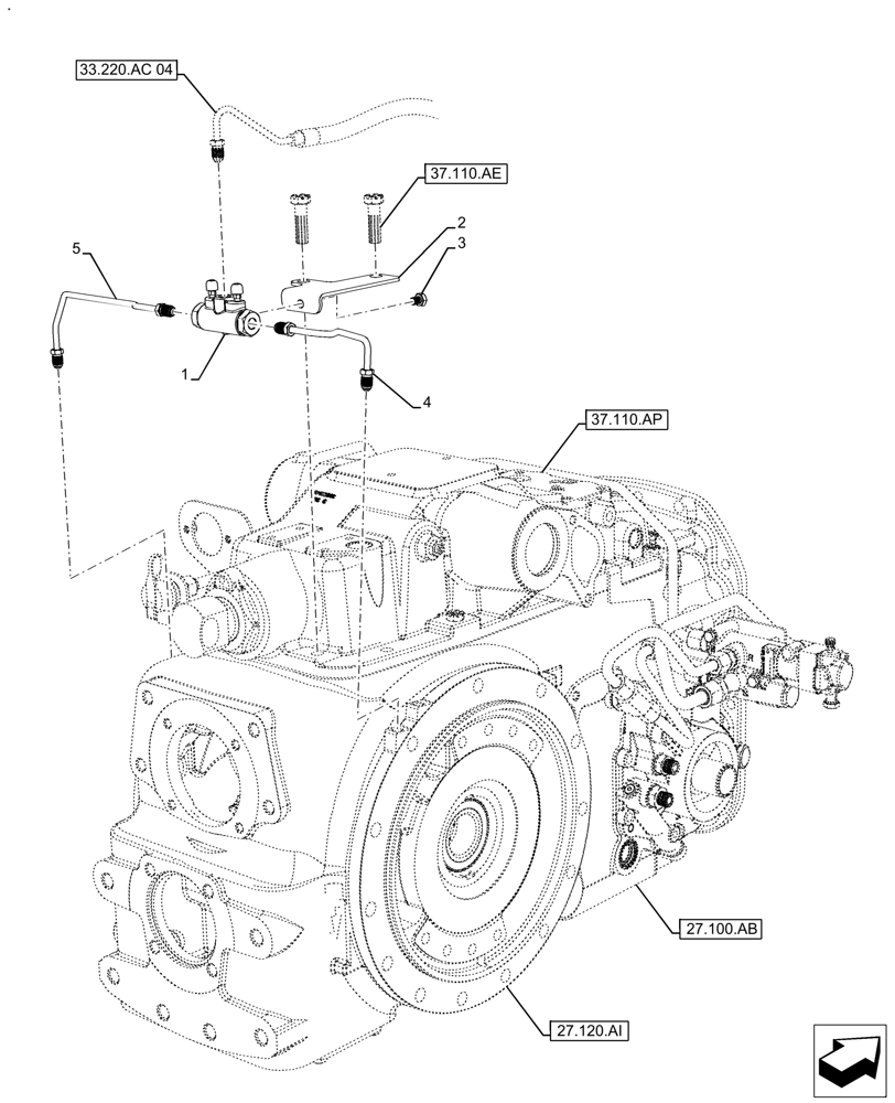 Схема запчастей Case IH FARMALL 110A - (33.220.AC[01]) - VAR - 330718 - TRAILER BRAKE, VALVE LINES (33) - BRAKES & CONTROLS